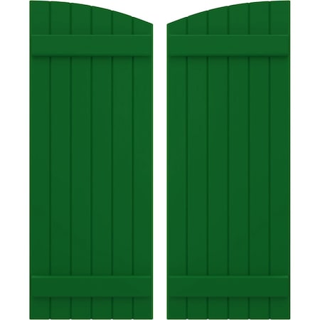 Americraft 6-Board (2 Batten) Wood Joined Board-n-Batten Shutters W/ Ellipt Top, ARW101BE621X62HGH